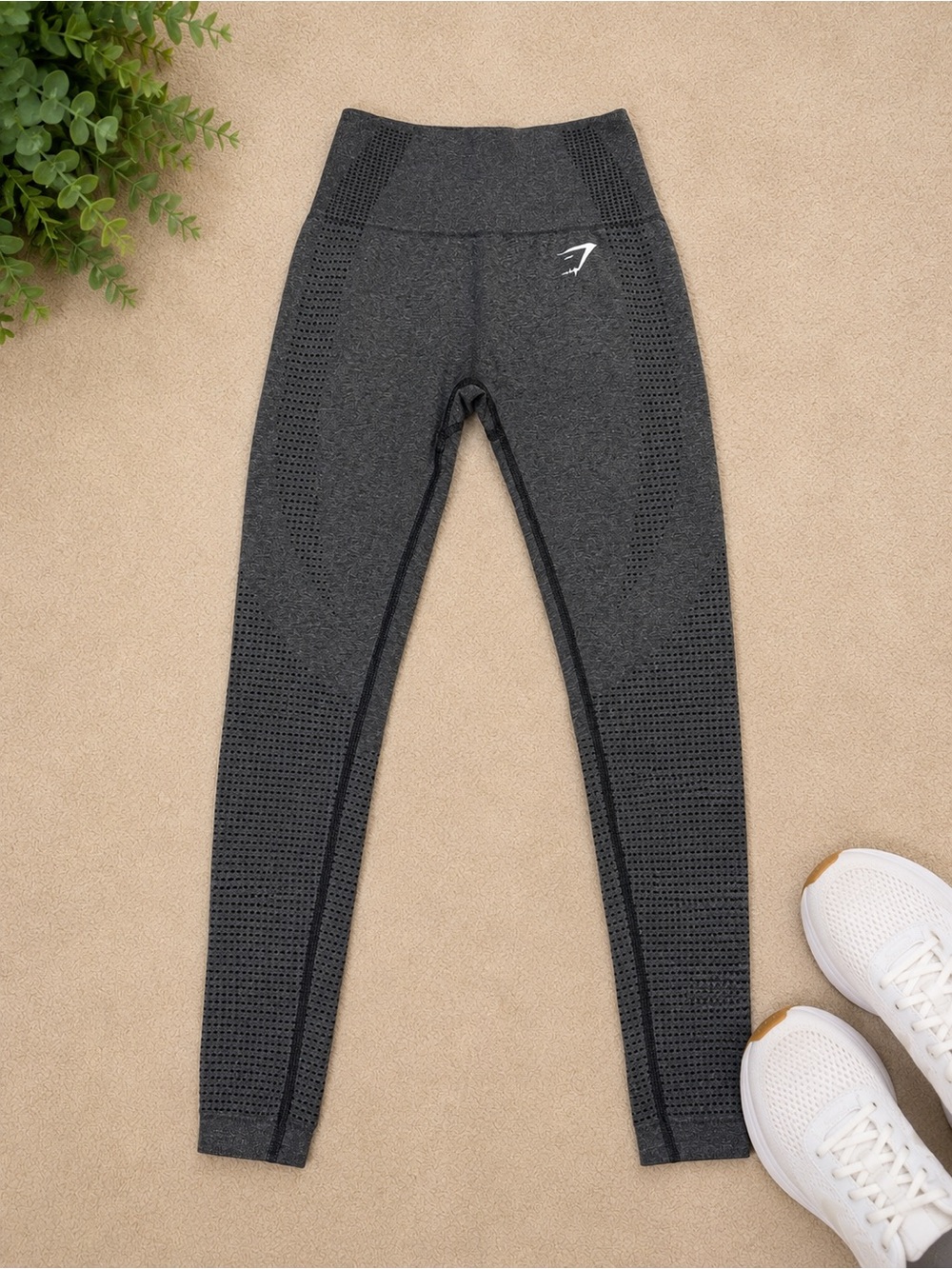 Gymshark Charcoal Seamless High Rise Leggings XS Perforated Knit